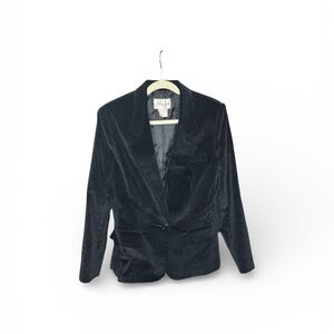 Women's Black Velvet Single-Button Blazer